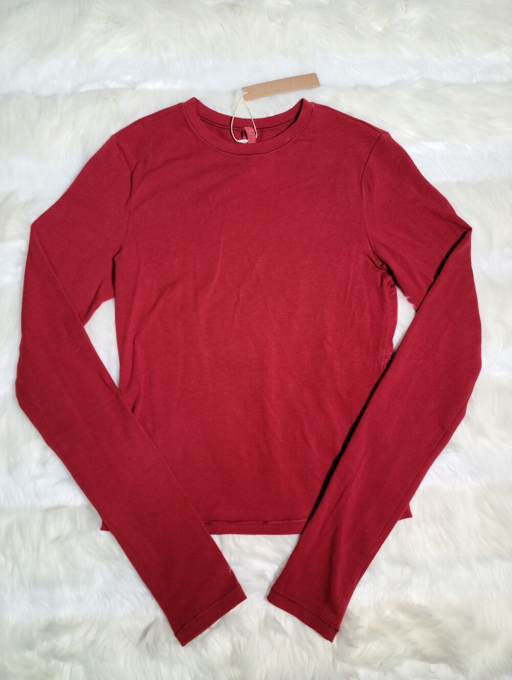 SKIMS Cotton Jersey Long Sleeve T-shirt Red Brick Women XS NEW